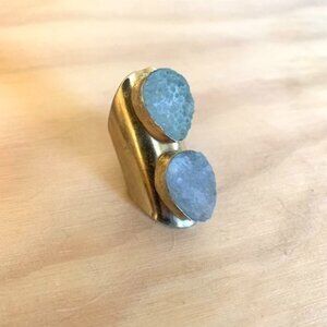 Gold Aquamarine Costume Ring